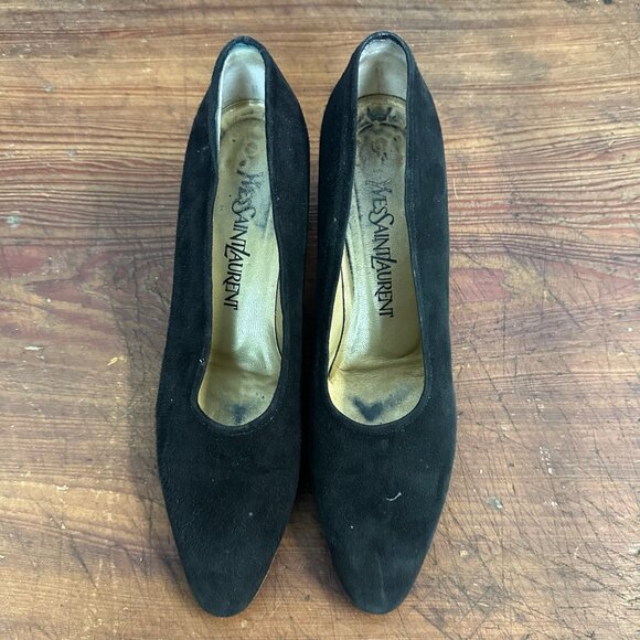 Yves Saint Laurent Classic Black Suede Pump Heels Size 7 - Picture 8 of 10